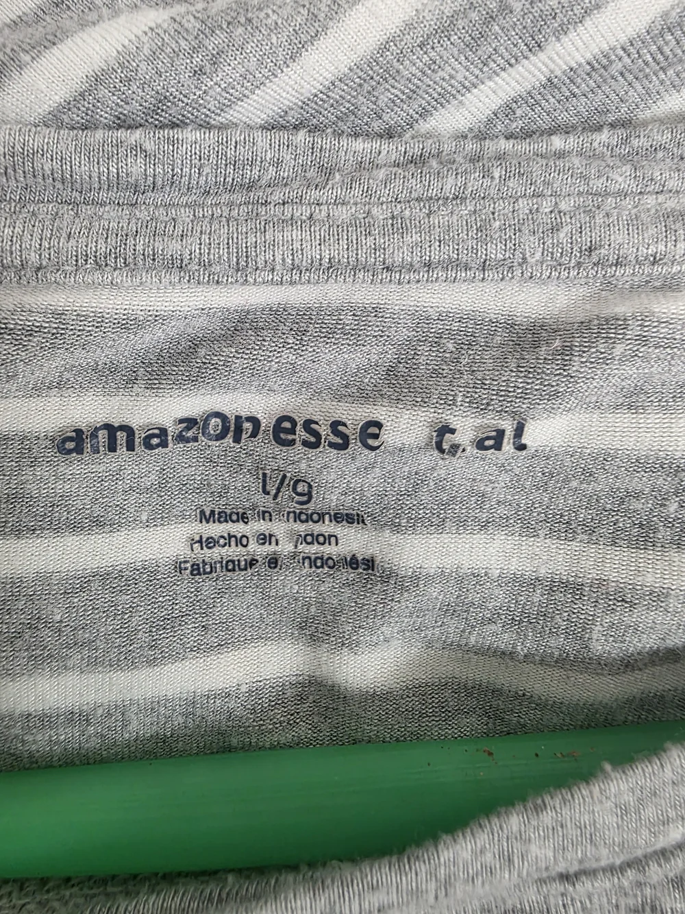 Amazon Women's Gray and White Striped Short-Sleeve Tee (0709)